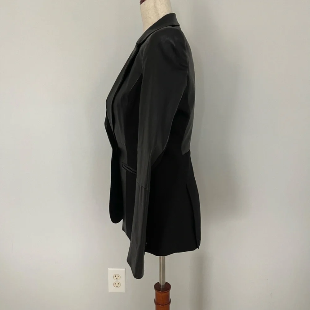 Alice + Olivia Black Leather Blazer - Size S - Picture 3 of 10